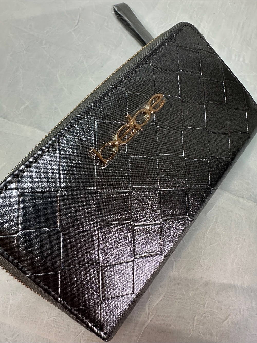 bebe Black Quilted Zip Wallet with Gold Hardware - Picture 2 of 6